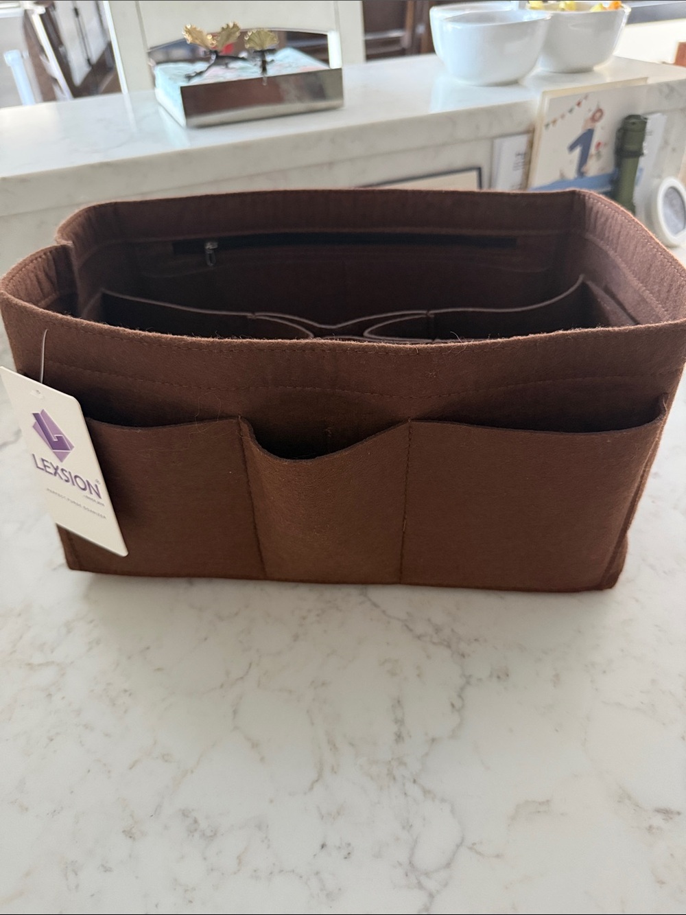 Brown Felt Tote Organizer Insert - Brown